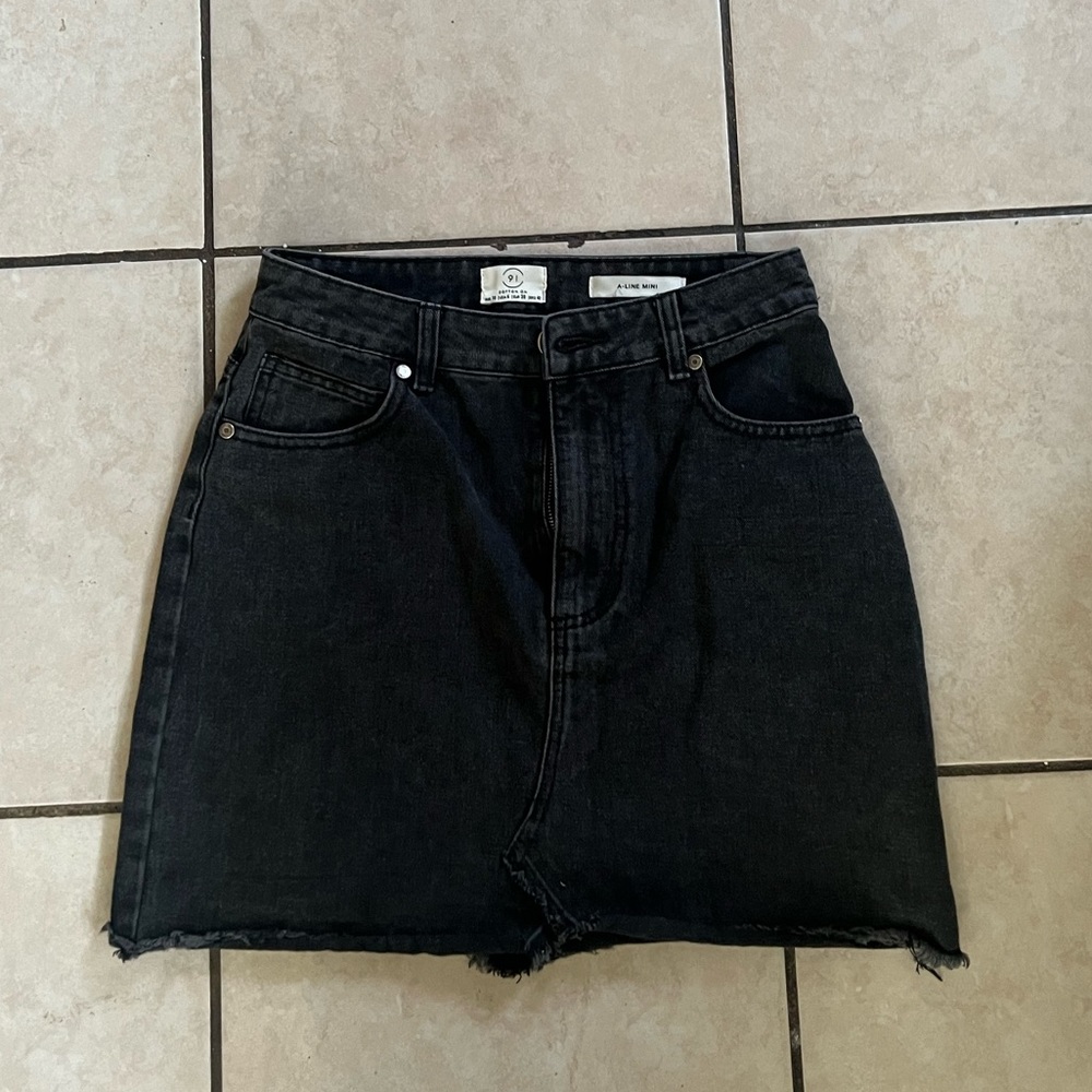 Black Mini Denim Skirt
